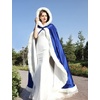 image:imageBEAUTELICATE Wedding Cape Hooded Cloak for Bride Winter Reversible with Fur Trim Free Hand MuffRoyal Blue