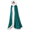 image:imageBEAUTELICATE Wedding Cape Hooded Cloak for Bride Winter Reversible with Fur Trim Free Hand MuffTeal
