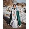 image:imageBEAUTELICATE Wedding Cape Hooded Cloak for Bride Winter Reversible with Fur Trim Free Hand MuffTeal