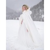 image:imageBEAUTELICATE Wedding Cape Hooded Cloak for Bride Winter Reversible with Fur Trim Free Hand MuffWhite