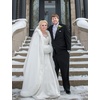 image:imageBEAUTELICATE Wedding Cape Hooded Cloak for Bride Winter Reversible with Fur Trim Free Hand MuffWhite