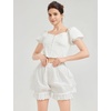 image:imageBEAUTELICATE Women Short Bloomers 100 Cotton Vintage Underskirt 3 Tiered Ruffled Elastic WaistbandIvory