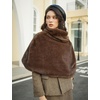 image:imageBEAUTELICATE Women Short Cape Faux Mink Fur Shawl Pullover Cowl Neck Medieval Short TopsLong Stylemink Brown