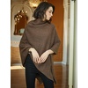 image:imageBEAUTELICATE Women Wool Poncho Knitted Tweed Wool Sweater Pullover Pile Collar CapeBrown
