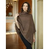 image:imageBEAUTELICATE Women Wool Poncho Knitted Tweed Wool Sweater Pullover Pile Collar CapeBrown