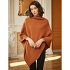 image:imageBEAUTELICATE Women Wool Poncho Knitted Tweed Wool Sweater Pullover Pile Collar CapeBurnt Orange