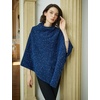 image:imageBEAUTELICATE Women Wool Poncho Knitted Tweed Wool Sweater Pullover Pile Collar CapeNavy Blue