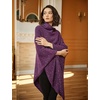 image:imageBEAUTELICATE Women Wool Poncho Knitted Tweed Wool Sweater Pullover Pile Collar CapePurple