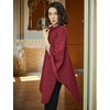 image:imageBEAUTELICATE Women Wool Poncho Knitted Tweed Wool Sweater Pullover Pile Collar CapeRed