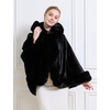 image:imageBEAUTELICATE Womens Party Faux Fox Fur Long Shawl Cloak Hooded Cape CoatBlack