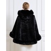 image:imageBEAUTELICATE Womens Party Faux Fox Fur Long Shawl Cloak Hooded Cape CoatBlack