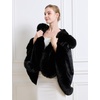 image:imageBEAUTELICATE Womens Party Faux Fox Fur Long Shawl Cloak Hooded Cape CoatBlack