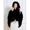 image:imageBEAUTELICATE Womens Party Faux Fox Fur Long Shawl Cloak Hooded Cape CoatBlack