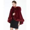 image:imageBEAUTELICATE Womens Party Faux Fox Fur Long Shawl Cloak Hooded Cape CoatBurgundy