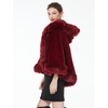 image:imageBEAUTELICATE Womens Party Faux Fox Fur Long Shawl Cloak Hooded Cape CoatBurgundy