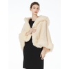 image:imageBEAUTELICATE Womens Party Faux Fox Fur Long Shawl Cloak Hooded Cape CoatChampagne