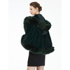 image:imageBEAUTELICATE Womens Party Faux Fox Fur Long Shawl Cloak Hooded Cape CoatDark Green