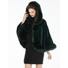image:imageBEAUTELICATE Womens Party Faux Fox Fur Long Shawl Cloak Hooded Cape CoatDark Green