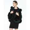 image:imageBEAUTELICATE Womens Party Faux Fox Fur Long Shawl Cloak Hooded Cape CoatDark Green