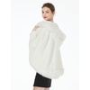 image:imageBEAUTELICATE Womens Party Faux Fox Fur Long Shawl Cloak Hooded Cape CoatIvory