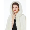 image:imageBEAUTELICATE Womens Party Faux Fox Fur Long Shawl Cloak Hooded Cape CoatIvory