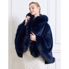 image:imageBEAUTELICATE Womens Party Faux Fox Fur Long Shawl Cloak Hooded Cape CoatNavy Blue