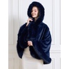 image:imageBEAUTELICATE Womens Party Faux Fox Fur Long Shawl Cloak Hooded Cape CoatNavy Blue