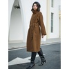image:imageBEAUTELICATE Womens Wool Coat Single Breasted Winter Long Trench Coat with Belt 2 Pockets