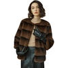 image:imageBEAUTELICATE Jackets for Women Faux Mink Fur 34 Sleeve 2 Pockets Shaggy Warm Outerwear Coats WinterBrown Stripe
