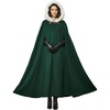 image:imageBEAUTELICATE Renaissance Hooded Cloak Cosplay Medieval Wool Blend Halloween WinterForest Green