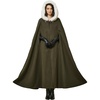 image:imageBEAUTELICATE Renaissance Hooded Cloak Cosplay Medieval Wool Blend Halloween WinterMoss Green