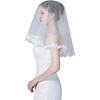 image:imageBEAUTELICATE Wedding Bridal Veil with Comb 1 Tier Lace Applique EdgeWhite  Mantilla