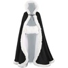 image:imageBEAUTELICATE Wedding Cape Hooded Cloak for Bride Winter Reversible with Fur Trim Free Hand MuffBlack
