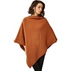 image:imageBEAUTELICATE Women Wool Poncho Knitted Tweed Wool Sweater Pullover Pile Collar CapeBurnt Orange