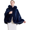 image:imageBEAUTELICATE Womens Party Faux Fox Fur Long Shawl Cloak Hooded Cape CoatNavy Blue