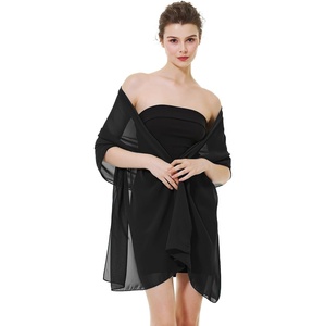 image:imageBEAUTELIATE Soft Chiffon Scarfs Shawls and Wraps for Evening Dresses Bridal Wedding Shawl WrapsBlack