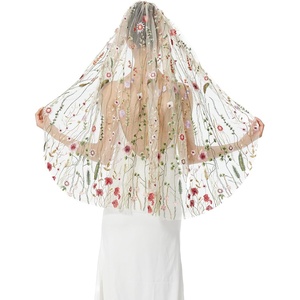 image:imageBEAUTELICATE 1 Tier Wedding Bridal Veil Exquisite Embroidered Secret Garden Veil With CombChampagne Tulle