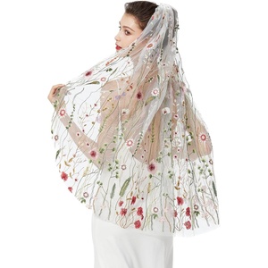 image:imageBEAUTELICATE 1 Tier Wedding Bridal Veil Exquisite Embroidered Secret Garden Veil With CombOriginal Tulle
