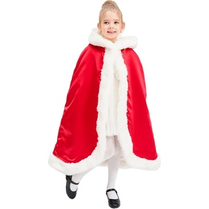 image:imageBEAUTELICATE Flower Girl Hooded Fur Cape Winter Wedding Cloak for Kid Toddler Costume Christmas Baby CoatApple Red