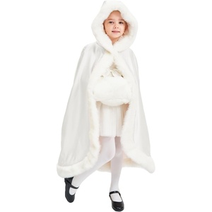 image:imageBEAUTELICATE Flower Girl Hooded Fur Cape Winter Wedding Cloak for Kid Toddler Costume Christmas Baby CoatIvory