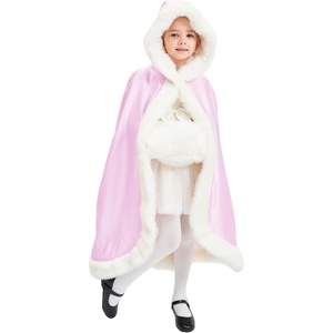 image:imageBEAUTELICATE Flower Girl Hooded Fur Cape Winter Wedding Cloak for Kid Toddler Costume Christmas Baby CoatLilac