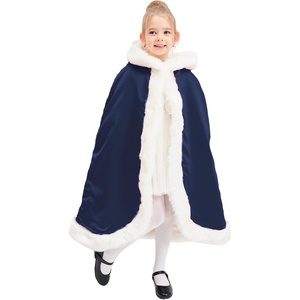 image:imageBEAUTELICATE Flower Girl Hooded Fur Cape Winter Wedding Cloak for Kid Toddler Costume Christmas Baby CoatNavy Blue