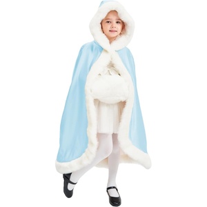 image:imageBEAUTELICATE Flower Girl Hooded Fur Cape Winter Wedding Cloak for Kid Toddler Costume Christmas Baby CoatPowder Blue