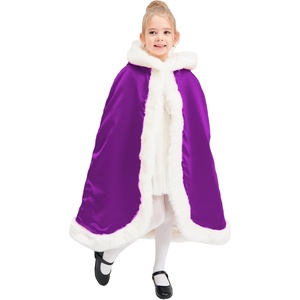 image:imageBEAUTELICATE Flower Girl Hooded Fur Cape Winter Wedding Cloak for Kid Toddler Costume Christmas Baby CoatPurple