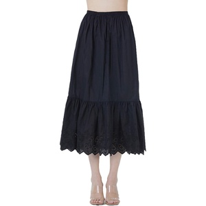 image:imageBEAUTELICATE Half Slip Skirt Extender 100 Cotton Vintage Underskirt with Lace EmbroideryStyle1 Black  Anglaise Lace  32