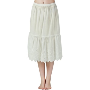 image:imageBEAUTELICATE Half Slip Skirt Extender 100 Cotton Vintage Underskirt with Lace EmbroideryStyle1 Cream  Anglaise Lace  28