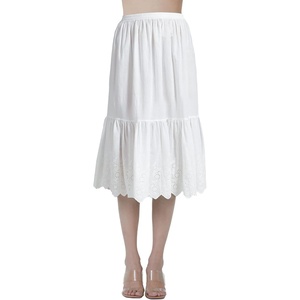 image:imageBEAUTELICATE Half Slip Skirt Extender 100 Cotton Vintage Underskirt with Lace EmbroideryStyle1 Ivory  Anglaise Lace  28