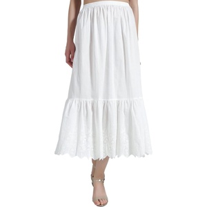 image:imageBEAUTELICATE Half Slip Skirt Extender 100 Cotton Vintage Underskirt with Lace EmbroideryStyle1 Ivory  Anglaise Lace  32