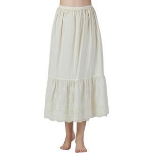 image:imageBEAUTELICATE Half Slip Skirt Extender 100 Cotton Vintage Underskirt with Lace EmbroideryStyle2 Cream  Alencon Lace  34