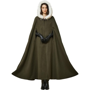 image:imageBEAUTELICATE Renaissance Hooded Cloak Cosplay Medieval Wool Blend Halloween WinterMoss Green